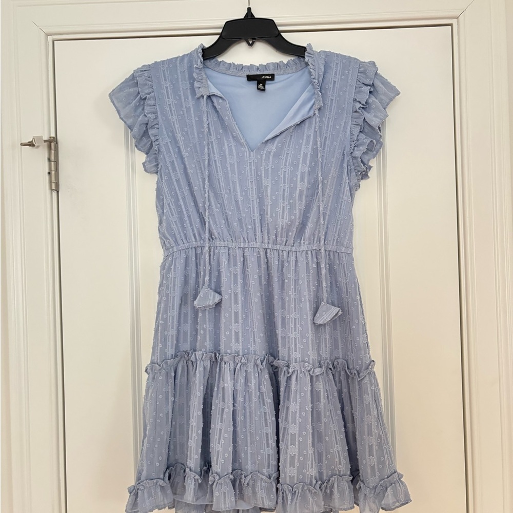 Aqua Sky Blue Ruffled Dress